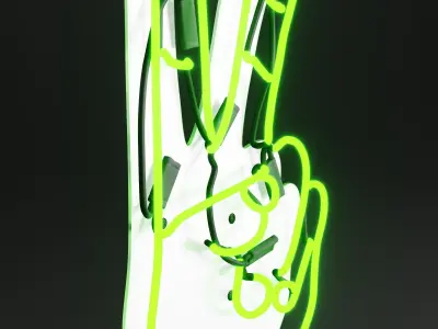 Neon Victory and Peace Wall Sign 3D model