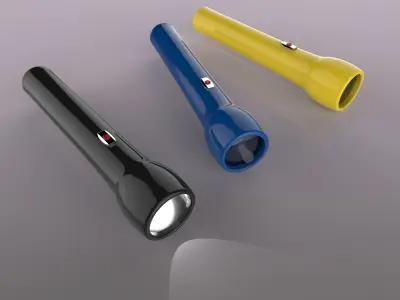 Flashlight three different colored flashlights Low-poly 3D model