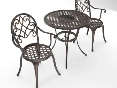 Outdoor 3 Piece Patio Bistro Set of Table and Chairs  3D model