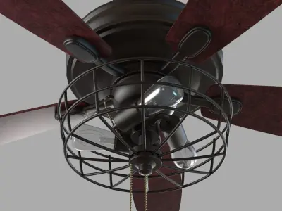 52inch Glenpool 5 - Blade Caged Ceiling Fan with Pull Chain 3D model