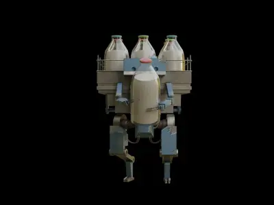 Milkman Robot Low-poly 3D model