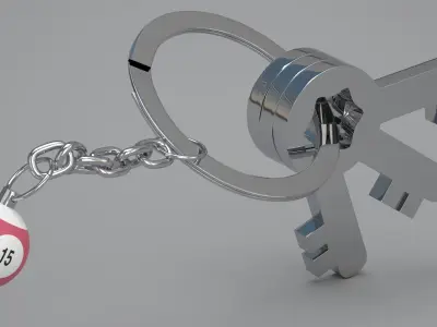 15 Snooker Ball with Keychain 3D model