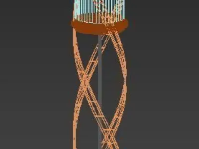 Wood floor lamp 3D model