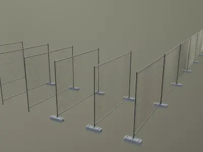 Stone Bases Construction Fence Array-Setup Low-poly 3D model