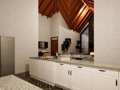 Bungalow Exterior And Interior 3D model