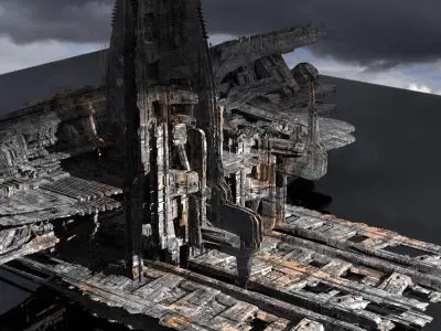 Ithian Ancient Sci fi exterior rail system 3D model