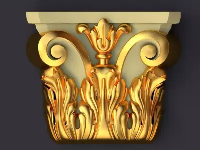 pilaster golden ornate column 3D model