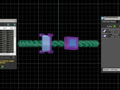 Light Weight Twisted Baguette Princess stone Band Ring 3D print model