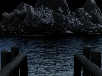Mountain and river scene  3D model