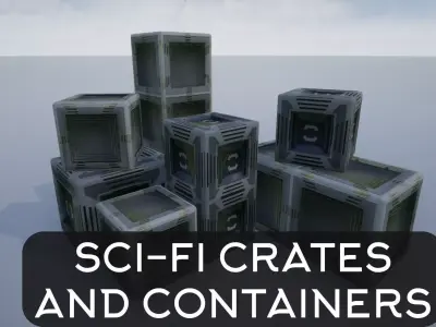 Lowpoly Sci-fi Crates and Containers Low-poly 3D model