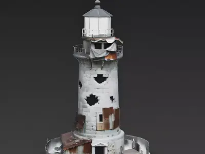 Repurposed Post-Apocalyptic Lighthouse Shelter 3D Model Low-poly 3D model