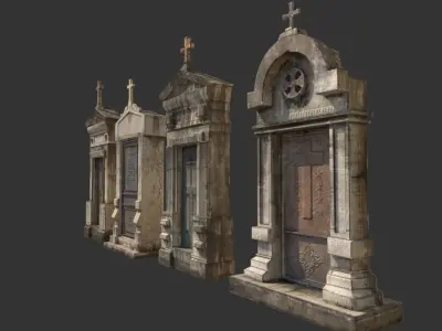 Mausoleum Entrances Lined Side By Side  3D model