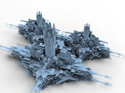 Dark Cyberpunk Slums Base 1 3D model