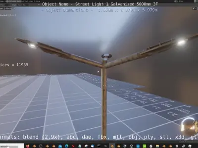 Street Light 1 Galvanized 5000mm 3F Low-poly 3D model