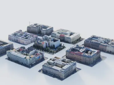 urban building blocks in berlin germany -  Set of 9 3d scanned  3D model