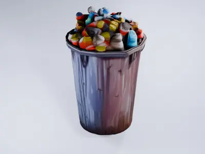 Urban Trash Can - Low Poly 3D Visualization Asset 3D model