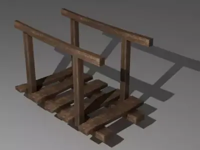 Wooden bridge Low-poly 3D model 7