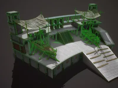 Roman Greek Shipyard Low-poly 3D model