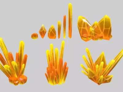 Crystal Set orange sword Low-poly 3D model purchase