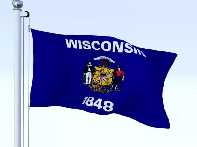 Animated Wisconsin Flag Low-poly 3D model