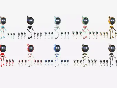 10 Cute Robot D Collection - SciFi Character Design 3D Model Pack