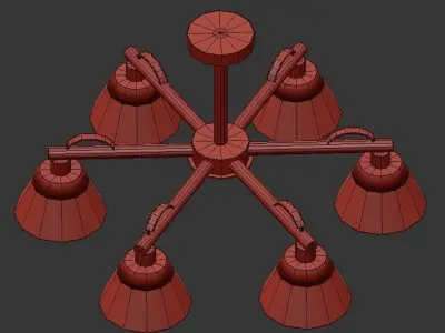 AX183 six light chandelier with wooden shades 3D model