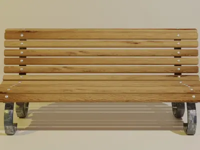 Bench low poly wooden Low-poly 3D model