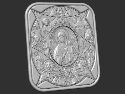 Saint mariam with jesus relief panel paradise - altar - church 3D print model