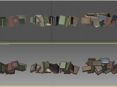 Scattered books on the floor set 4 3D model