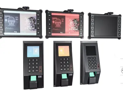 Biometric Fingerprint and Facial Recognition Device Low-poly 3D model