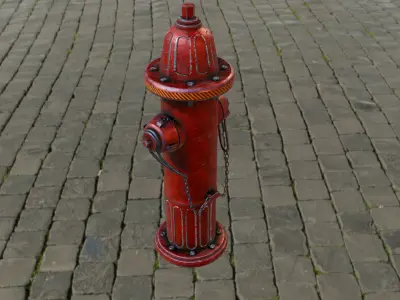 Fire Hydrant  Game Ready Asset  PBR  4K Textures Low-poly 3D model