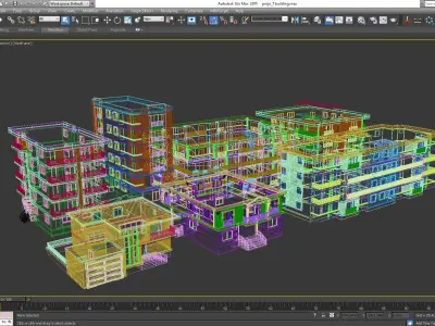 7 building model residential 3D model