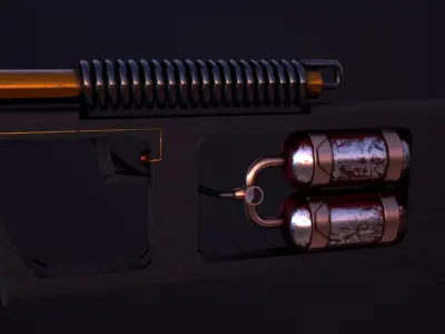 Flamethrower fire extinguisher Low-poly 3D model