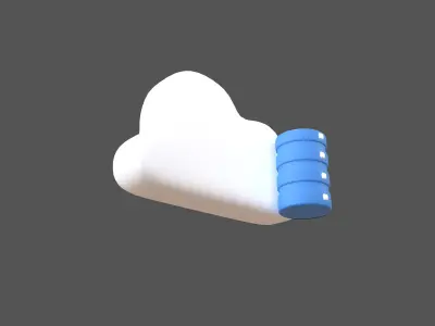 Cloud Database Icon v2 005 Low-poly 3D model