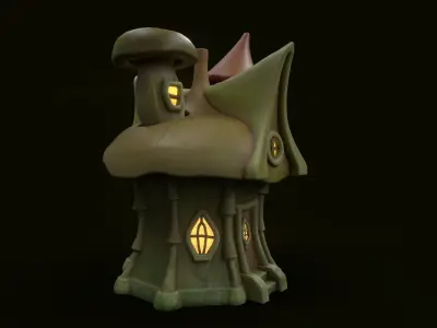 Mushroom Fairy House Low-poly 3D model