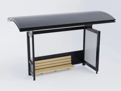 Bus Stop Shelter 6 Low-poly 3D model