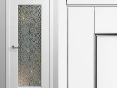 Stained glass interior doors set 3D model