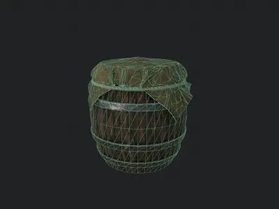 Medieval Barrel PBR Low Poly Low-poly 3D model