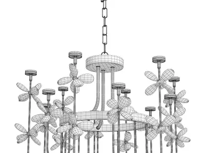 Crystal Flowers Chandelier Low-poly 3D model