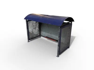 Old modern bus stop Terror Low-poly 3D model purchase