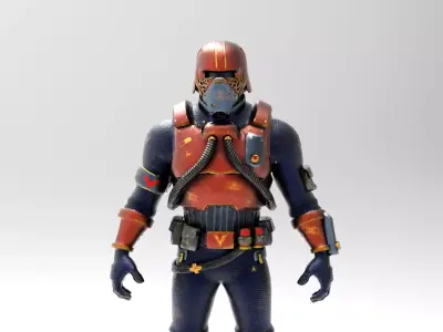 Low Poly Red Space Man Low-poly 3D model