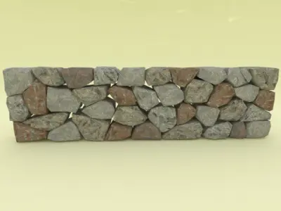 Low Poly Stone Wall Segment 3D model