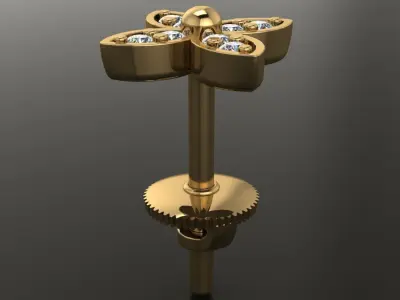 Clover Charm Stud Earring 3D print model