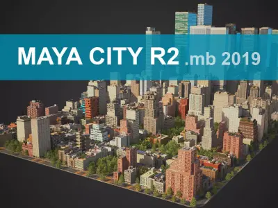 Realistic City R2 MAYA Low-poly 3D model