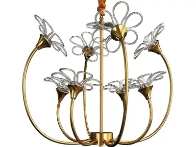 DOMINICA brass flower chandelier Low-poly 3D model