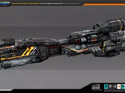 Federation Dreadnought 2D Low-poly 3D model