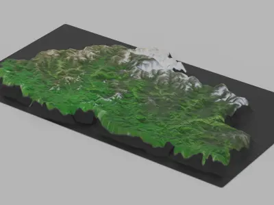 Bhutan Map Country Low-poly 3D model