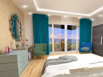 Beach  bedroom interior scene 3D model