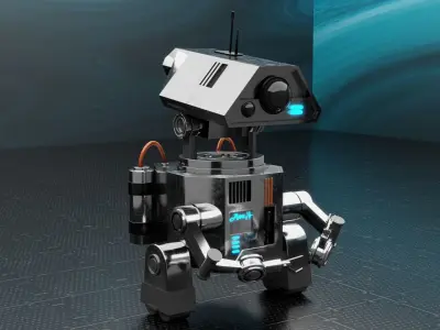 Cute Robot Low-poly 3D model
