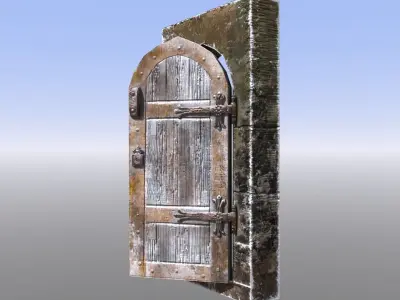 Medieval Dungeon or castle door Low-poly 3D model